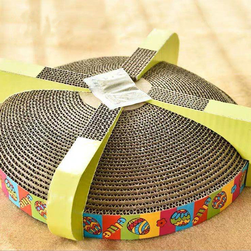 KFX-2682429 Corrugated Paper Round Cat Scratcher Toy - 35x35x10cm