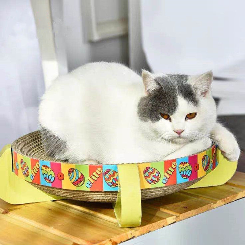 KFX-2682429 Corrugated Paper Round Cat Scratcher Toy - 35x35x10cm