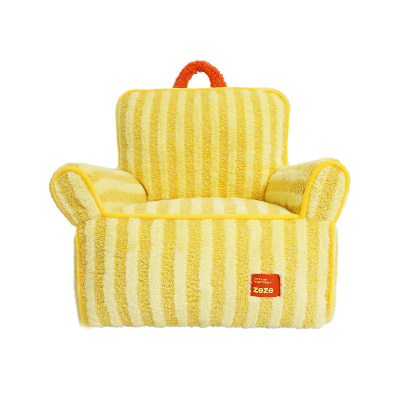 KFX-2683709 Striped Velvet Cat Bed Sofa - Removable and Washable, All-Season Comfort