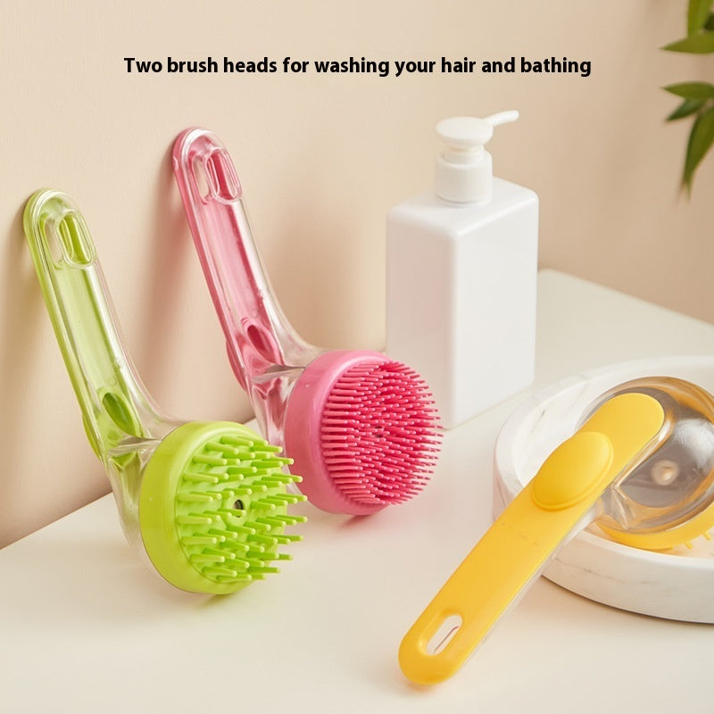 KFX-2684093 Long Handle Pet Bath and Grooming Brush with Soft Bristles and Soap Container