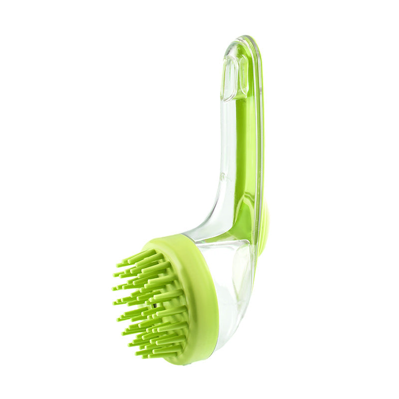 KFX-2684093 Long Handle Pet Bath and Grooming Brush with Soft Bristles and Soap Container