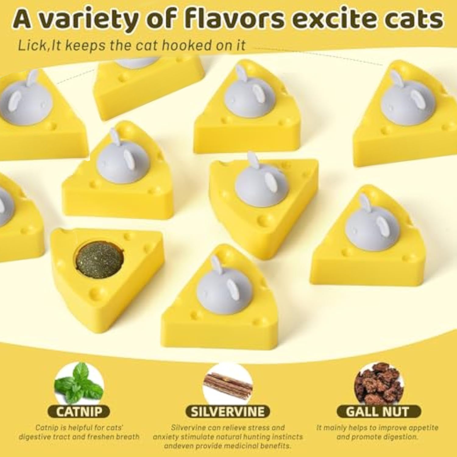KFX-2684861 Cheese-Shaped Catnip Balls for Cats - Stress Relief & Interactive Play for All Ages