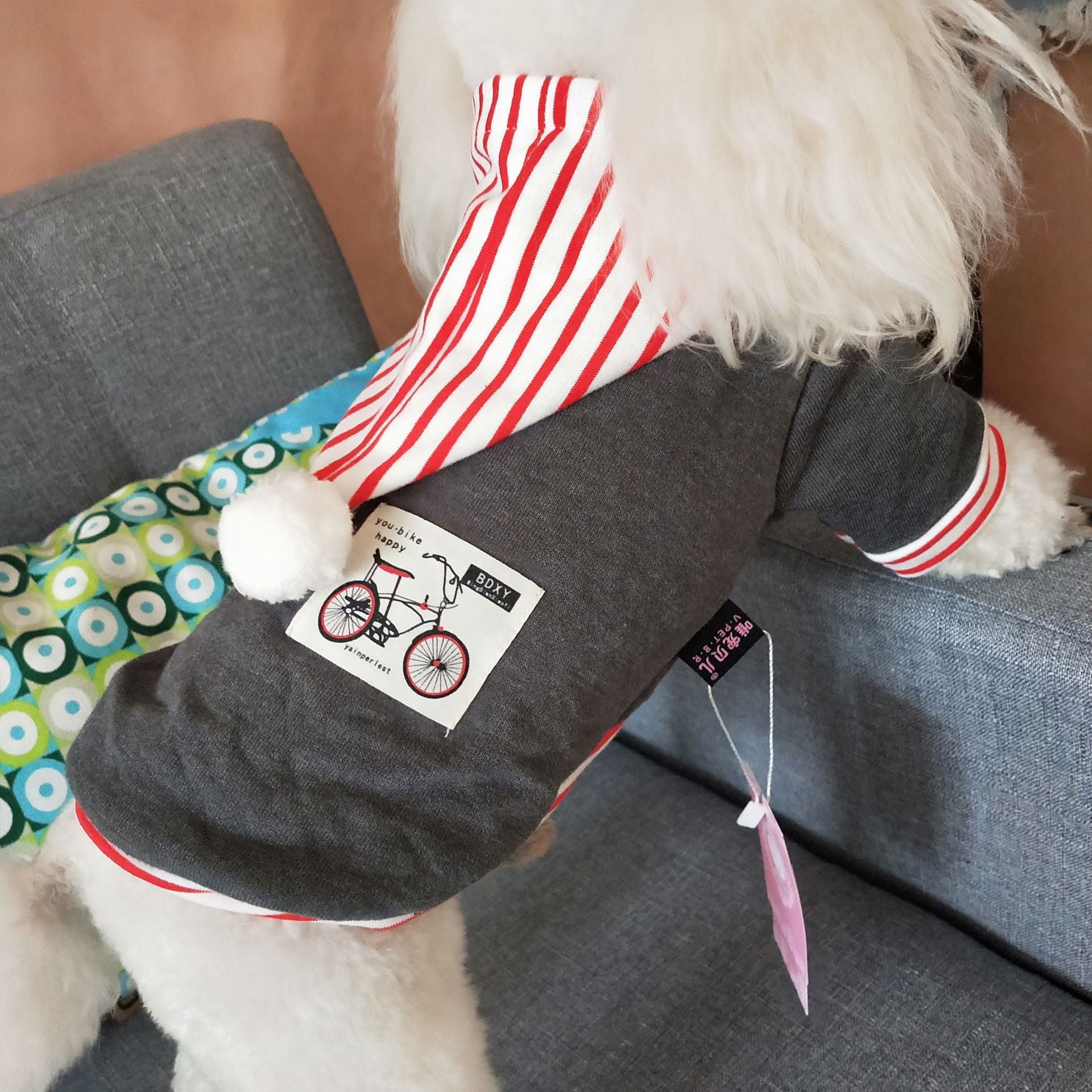 KFX-2687293 Casual Cotton Clothes for Pets - Soft and Comfortable Spring/Summer Wear in Blue and Grey