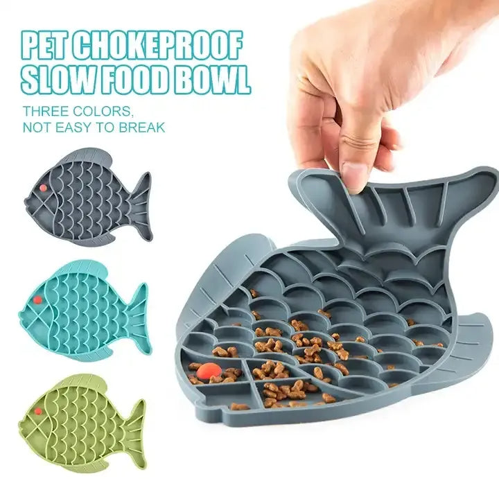KFX-2689469 Slow Feeding Silicone Lick Mat for Dogs - Anti-Gulping Rice Bowl for Small to Medium Pets