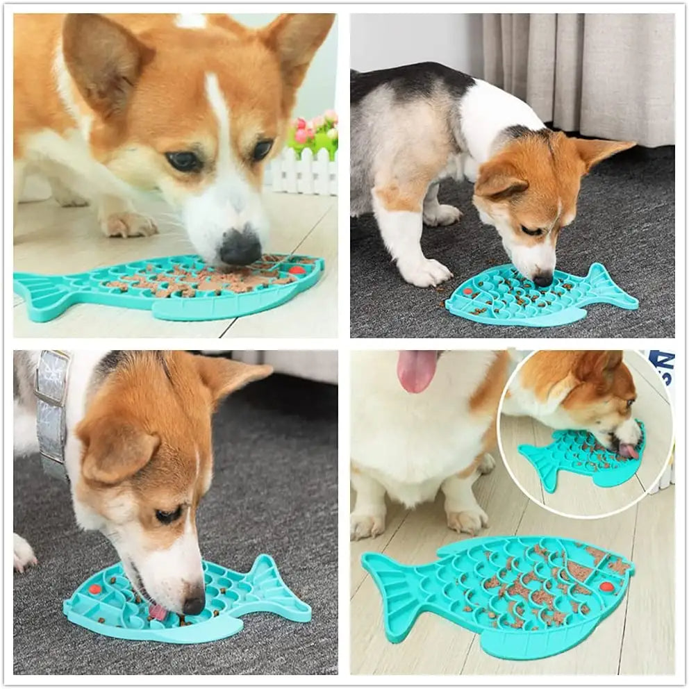 KFX-2689469 Slow Feeding Silicone Lick Mat for Dogs - Anti-Gulping Rice Bowl for Small to Medium Pets