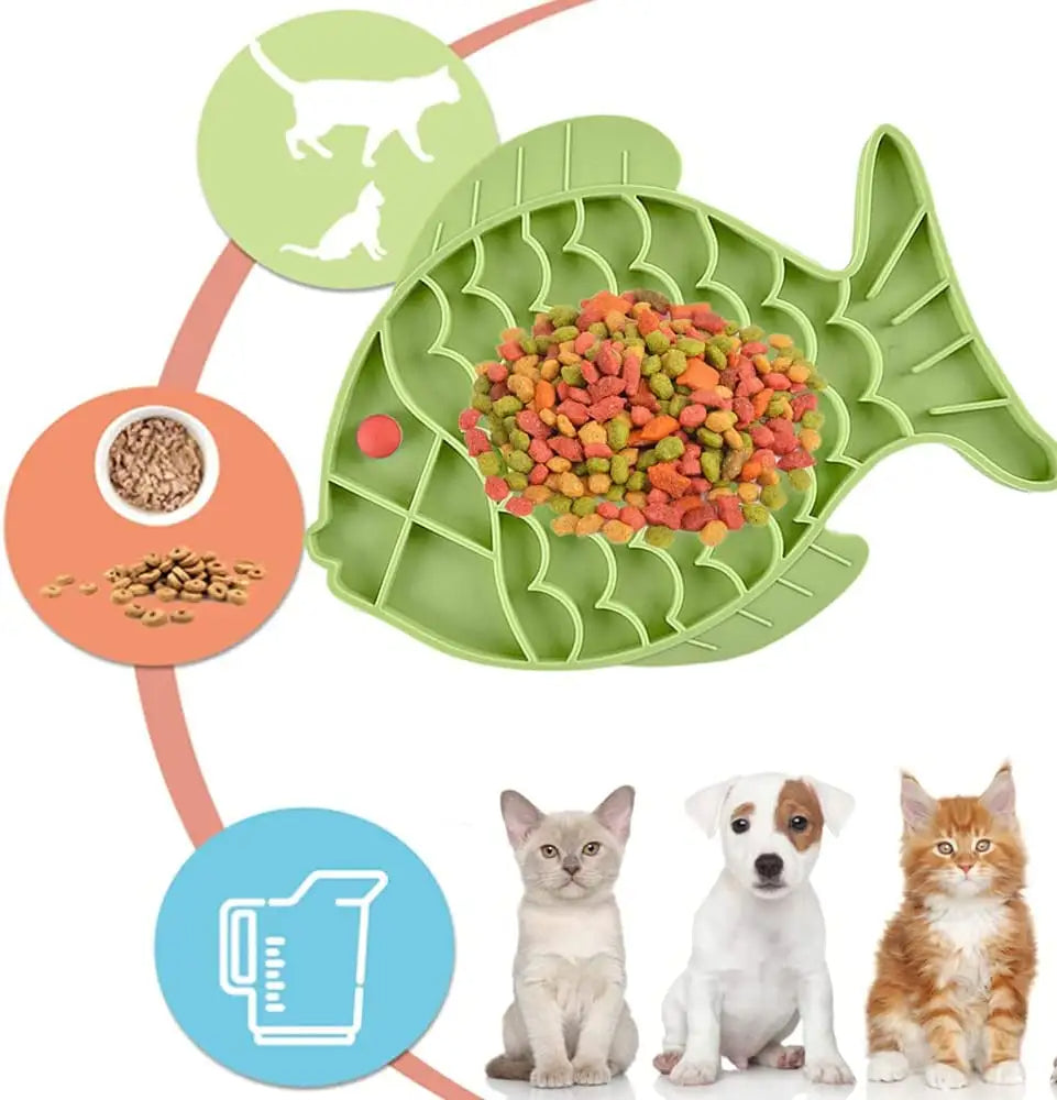 KFX-2689469 Slow Feeding Silicone Lick Mat for Dogs - Anti-Gulping Rice Bowl for Small to Medium Pets