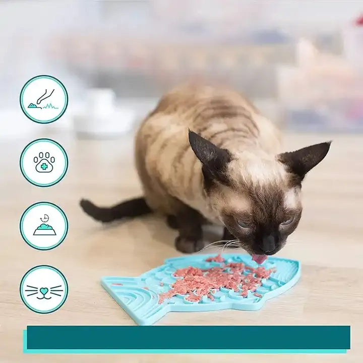 KFX-2689469 Slow Feeding Silicone Lick Mat for Dogs - Anti-Gulping Rice Bowl for Small to Medium Pets