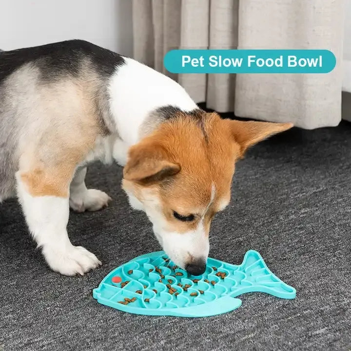 KFX-2689469 Slow Feeding Silicone Lick Mat for Dogs - Anti-Gulping Rice Bowl for Small to Medium Pets