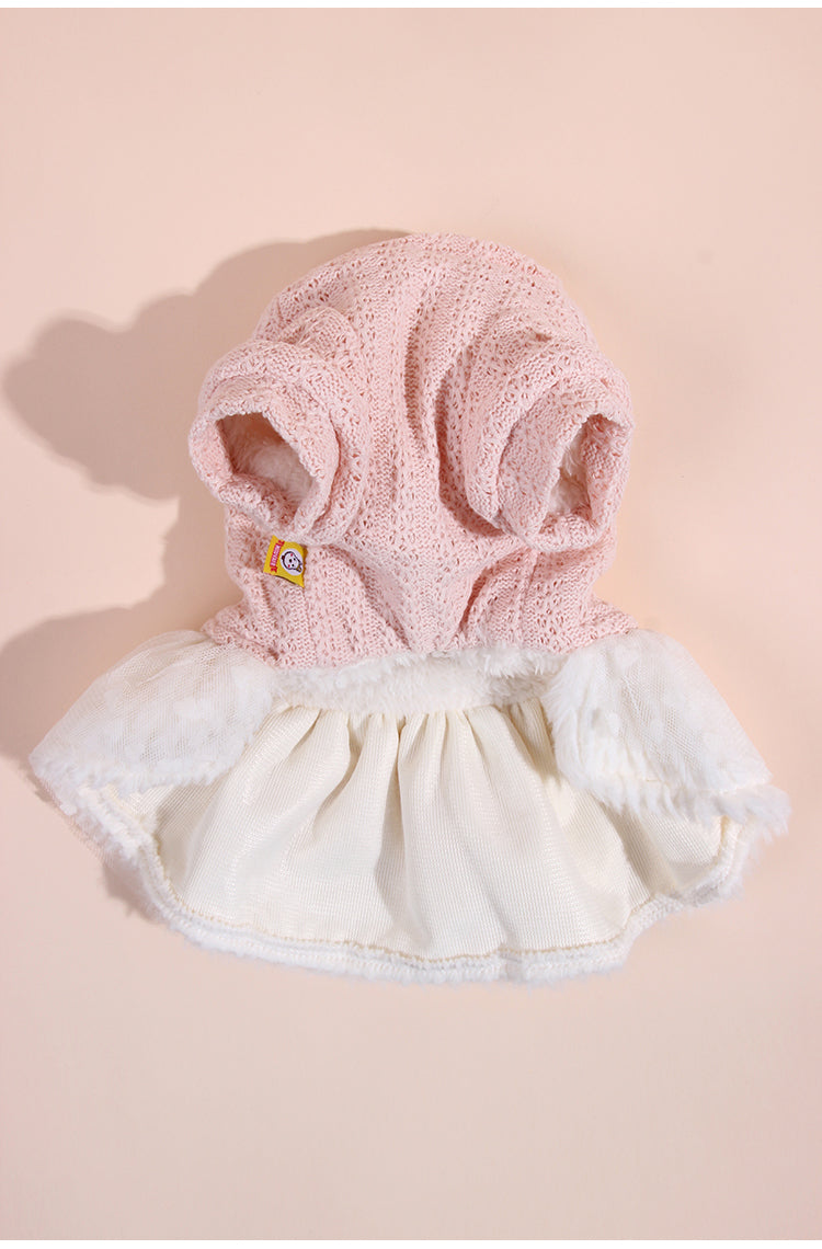 KFX-2690365 Cute Pink Fleece Pullover Skirt for Dogs - Thick Wool Knitted Pet Apparel