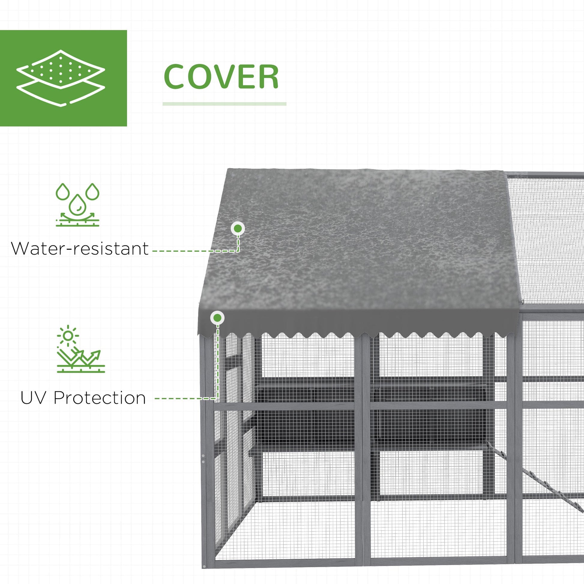KFX-2691645 Large Chicken Coop with Nesting Boxes and Roosting Bar, 9' x 6' x 6', Waterproof and Secure Design