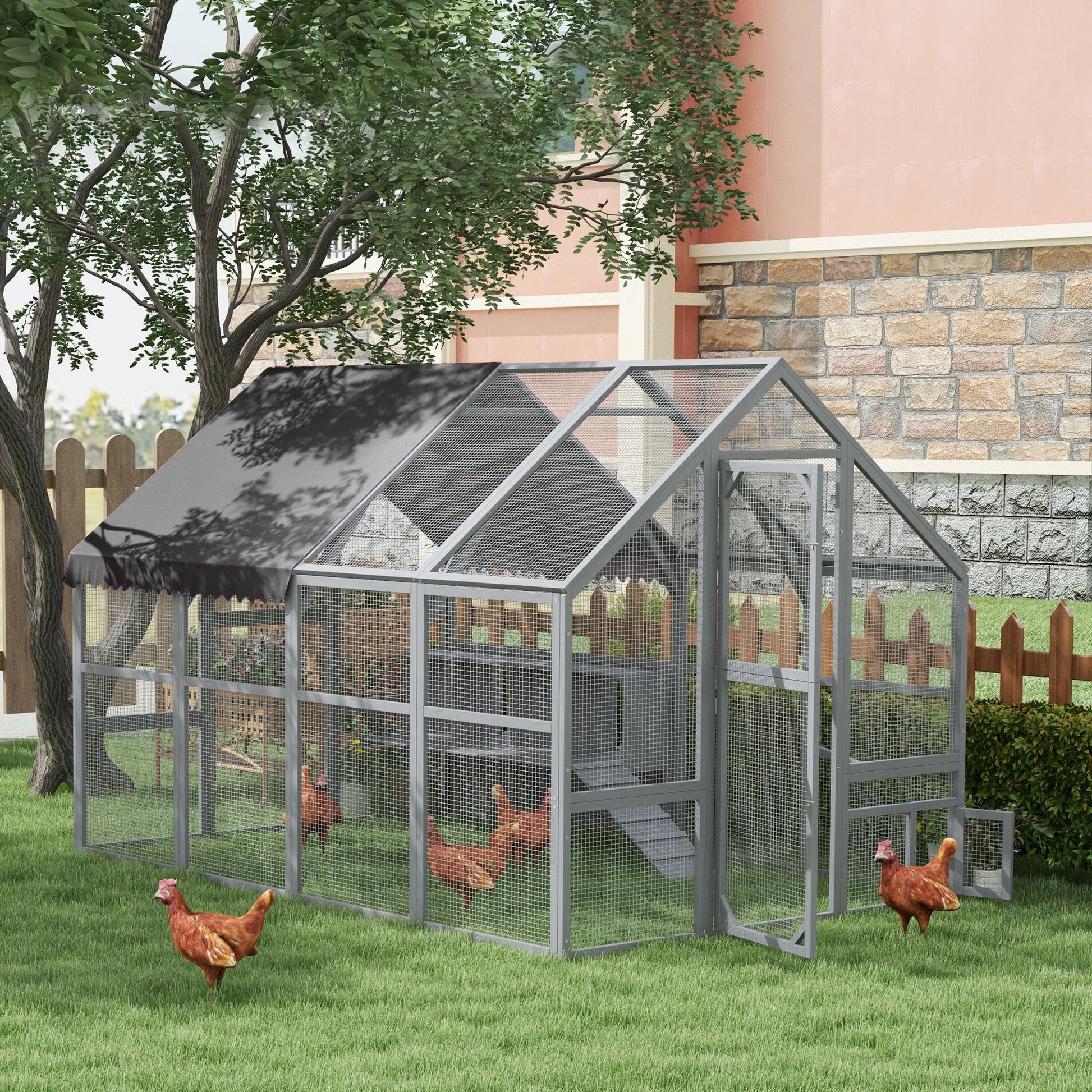 KFX-2691645 Large Chicken Coop with Nesting Boxes and Roosting Bar, 9' x 6' x 6', Waterproof and Secure Design