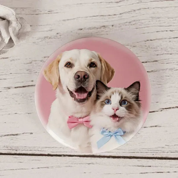 KFX-2693437 Custom Pet Photo Pins - Personalized Keepsake Set of 2 for Pet Lovers