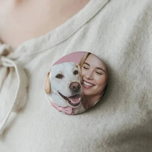 KFX-2693437 Custom Pet Photo Pins - Personalized Keepsake Set of 2 for Pet Lovers