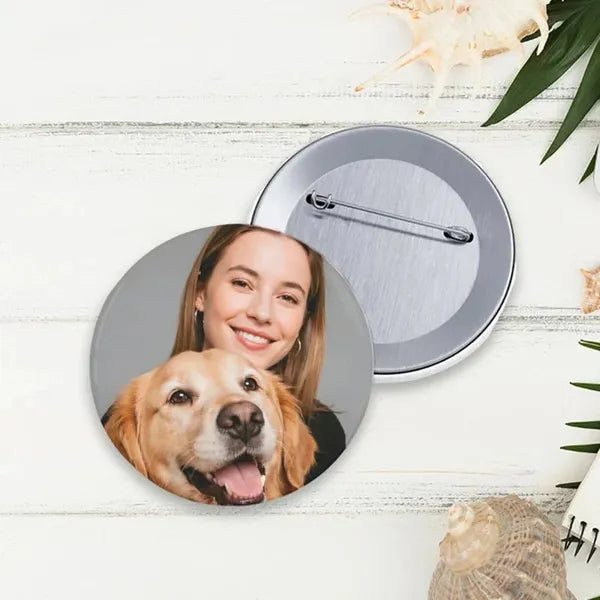 KFX-2693437 Custom Pet Photo Pins - Personalized Keepsake Set of 2 for Pet Lovers