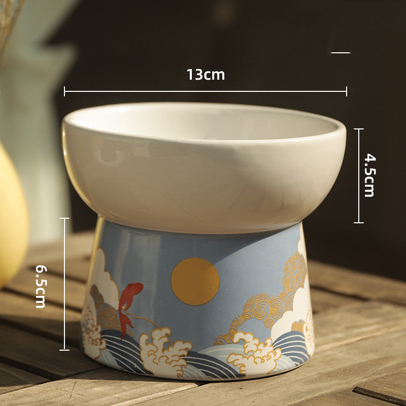 KFX-2693949 Anti-overturning High Foot Ceramic Cat and Dog Bowl – Sunset Afterglow Color Options