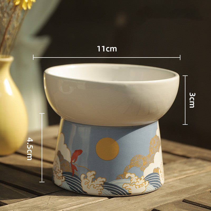 KFX-2693949 Anti-overturning High Foot Ceramic Cat and Dog Bowl – Sunset Afterglow Color Options