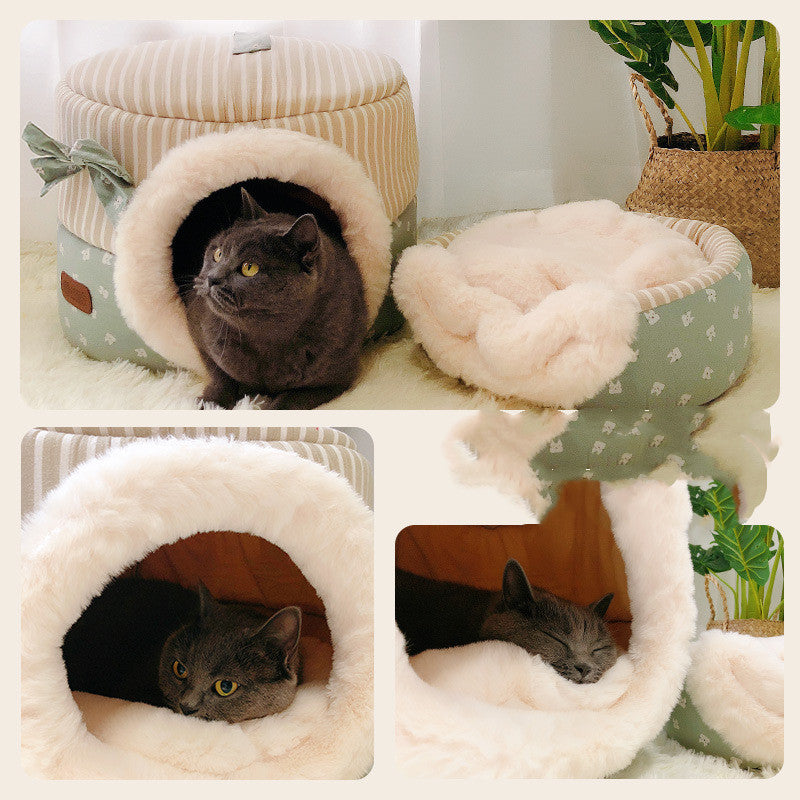 KFX-2694205 Universal Cat House for Autumn and Winter - Cozy Enclosed Kennel for Cats, Two-in-One Design, Multiple Sizes Available