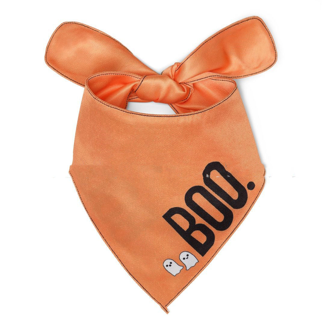 KFX-2695357 Halloween Triangle Dog Saliva Towel - Double Layer Polyester with Bat, Skull, and Pumpkin Designs