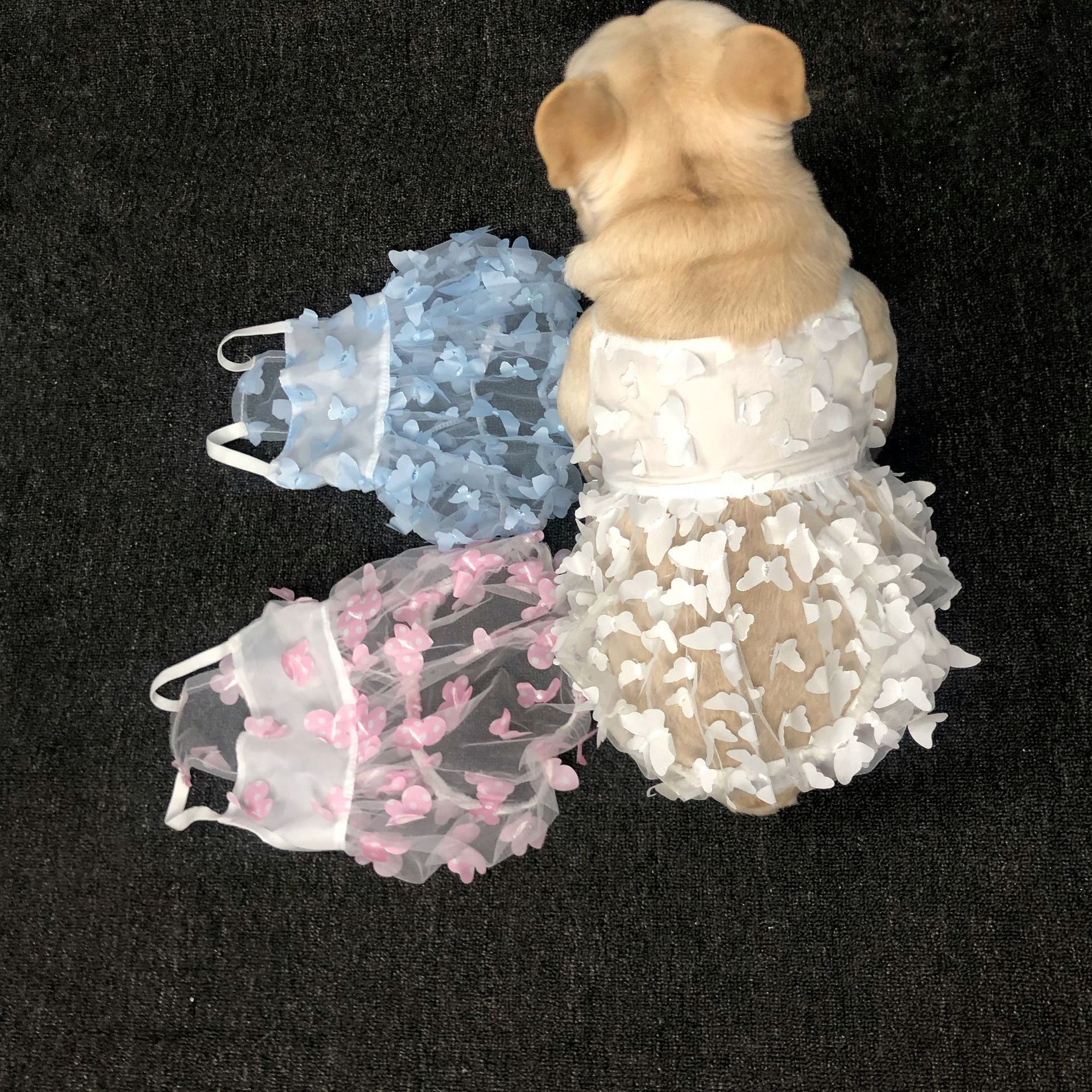 KFX-2696125 Breathable Anti-Shedding Satin Skirt for Dogs - Fashionable Minimalist Design in White, Blue, Pink