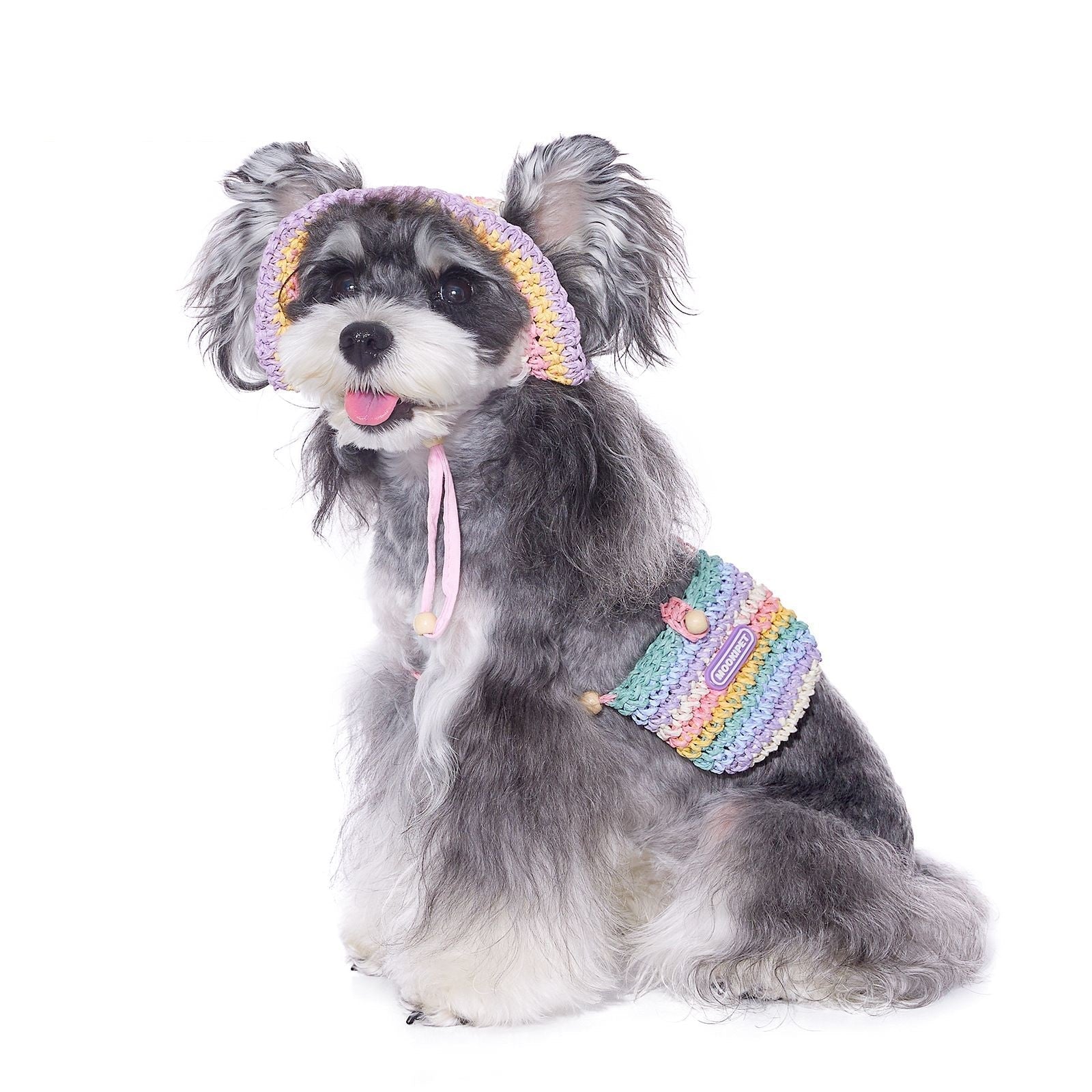 KFX-2697021 Woven Sun Hat for Small Dogs, Perfect for Yorkshire and Bichon in Casual Summer Style