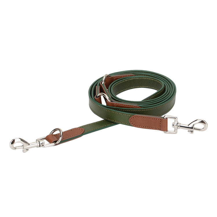 KFX-2697533 Rust Brown, Green Sink, and Orange Brown Puppy Collar and Traction Rope Set with Poop Picking Bags