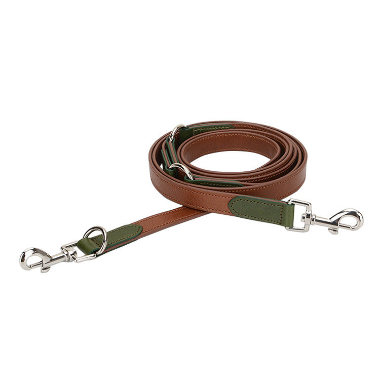 KFX-2697533 Rust Brown, Green Sink, and Orange Brown Puppy Collar and Traction Rope Set with Poop Picking Bags