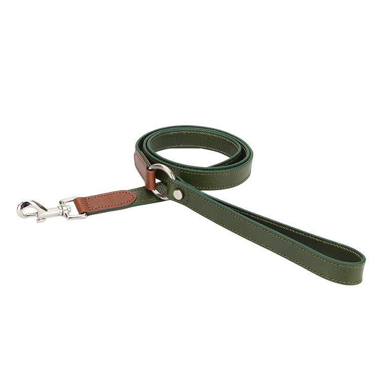 KFX-2697533 Rust Brown, Green Sink, and Orange Brown Puppy Collar and Traction Rope Set with Poop Picking Bags