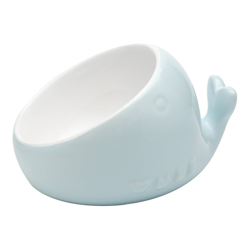 KFX-2697917 Oblique Mouth Ceramic Cat Bowl with Non-Slip Base - Ideal for Flat-Faced Cats