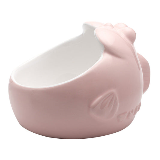 KFX-2697917 Oblique Mouth Ceramic Cat Bowl with Non-Slip Base - Ideal for Flat-Faced Cats