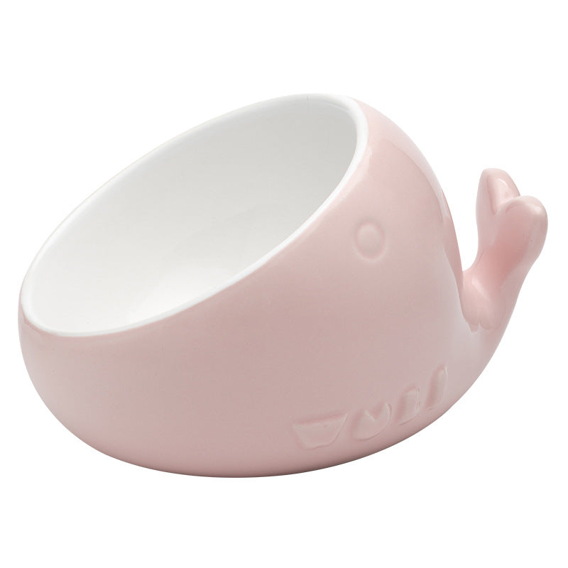 KFX-2697917 Oblique Mouth Ceramic Cat Bowl with Non-Slip Base - Ideal for Flat-Faced Cats