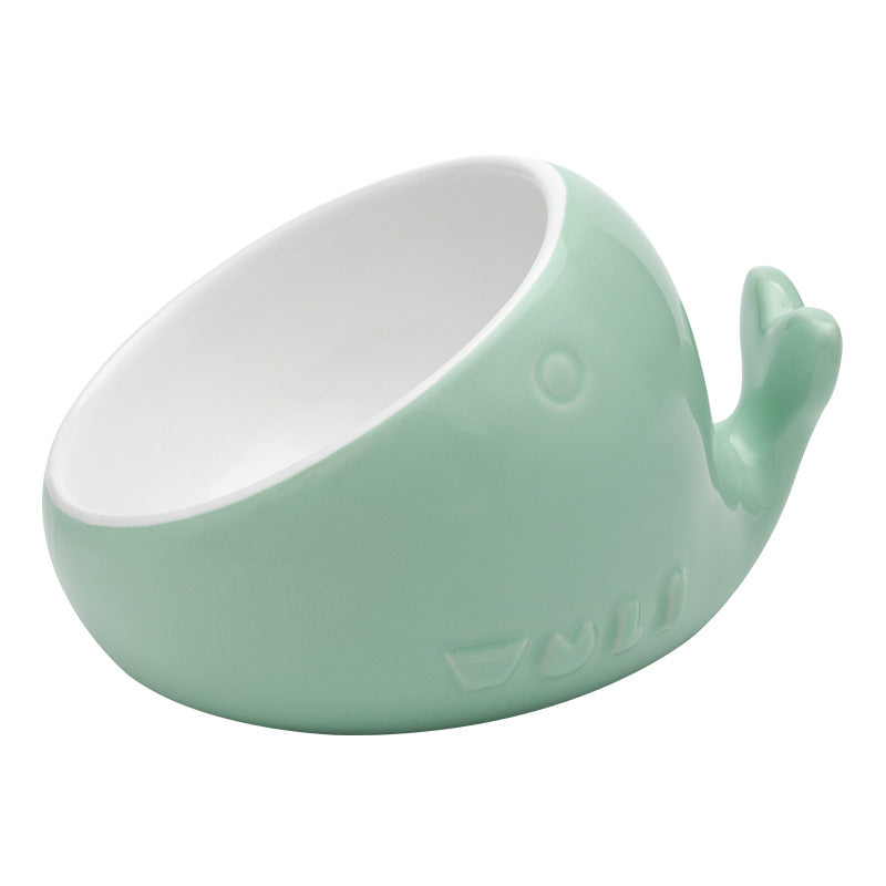 KFX-2697917 Oblique Mouth Ceramic Cat Bowl with Non-Slip Base - Ideal for Flat-Faced Cats
