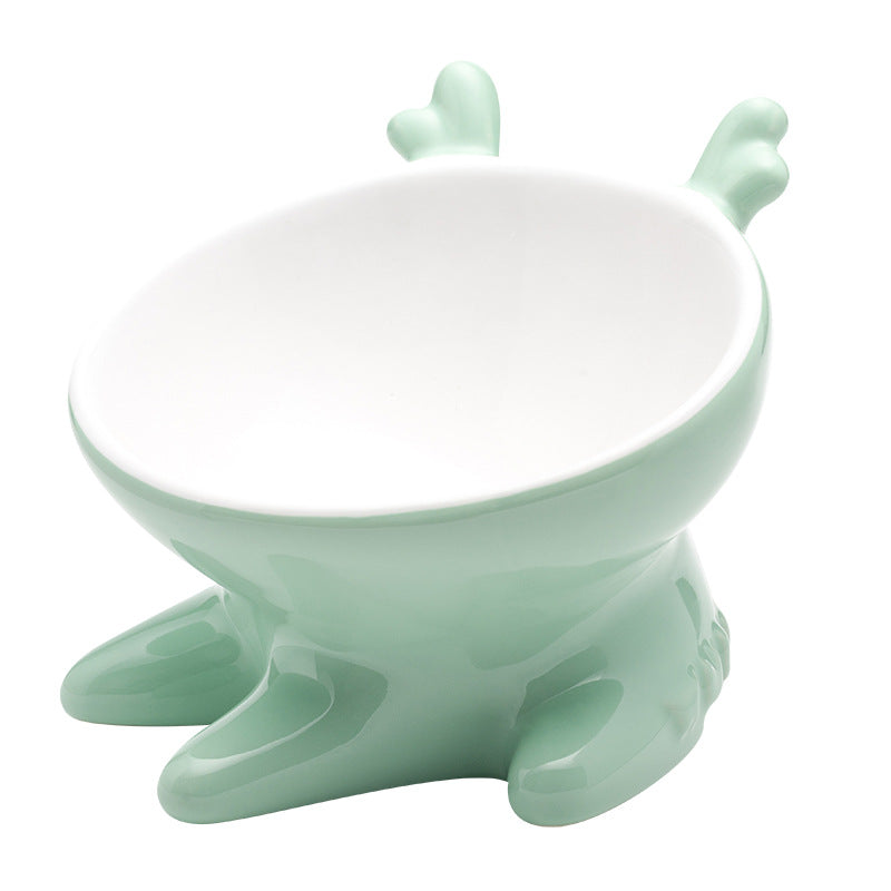 KFX-2697917 Oblique Mouth Ceramic Cat Bowl with Non-Slip Base - Ideal for Flat-Faced Cats