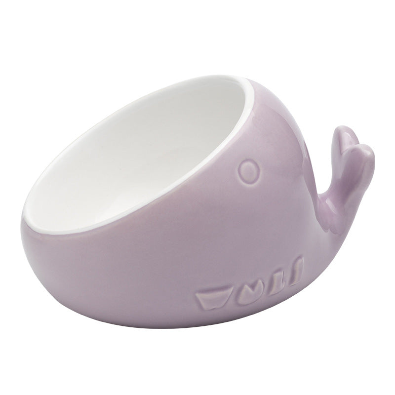 KFX-2697917 Oblique Mouth Ceramic Cat Bowl with Non-Slip Base - Ideal for Flat-Faced Cats
