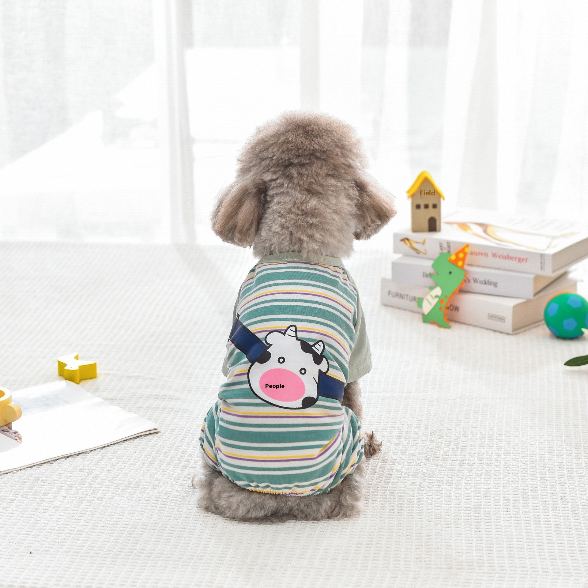 KFX-2698301 Striped Four-Leg Pet Dog Clothes in Orange and Green – Casual Style for All Sizes