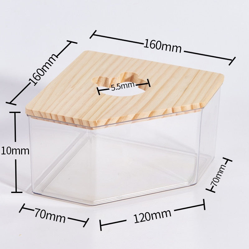 KFX-2699197 Transparent Hamster Bathroom Sandbox with Solid Wood Cover – Multi-Sized Options for Your Pet's Comfort