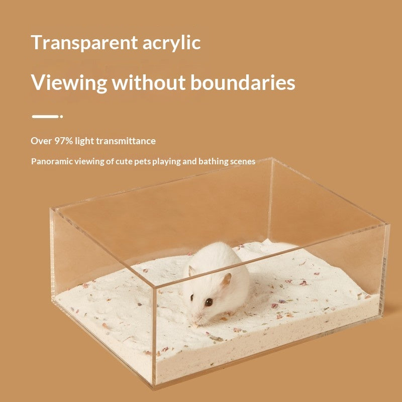 KFX-2699197 Transparent Hamster Bathroom Sandbox with Solid Wood Cover – Multi-Sized Options for Your Pet's Comfort