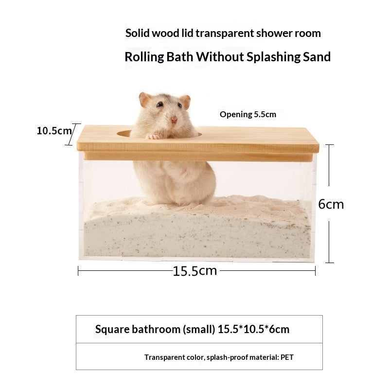 KFX-2699197 Transparent Hamster Bathroom Sandbox with Solid Wood Cover – Multi-Sized Options for Your Pet's Comfort