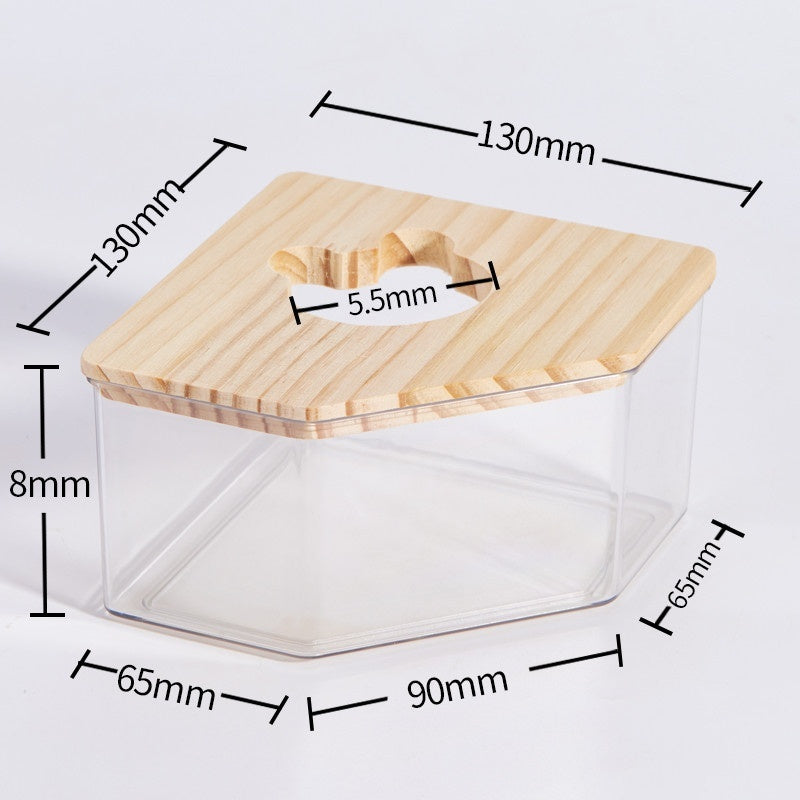 KFX-2699197 Transparent Hamster Bathroom Sandbox with Solid Wood Cover – Multi-Sized Options for Your Pet's Comfort