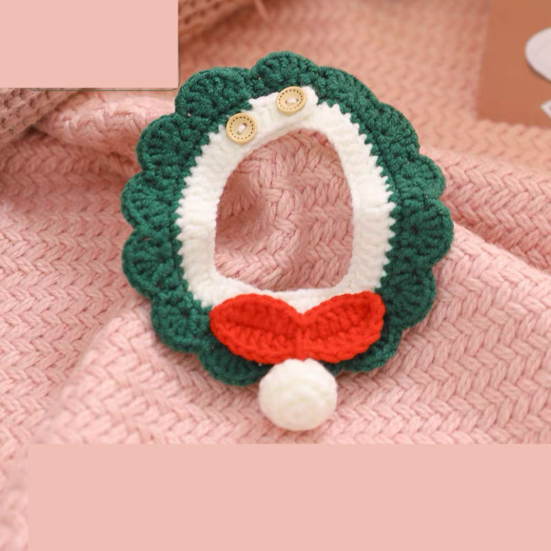 KFX-2699709 Braided Cotton Collar for Cats - Cozy Slobber Scarf with Geometric Pattern, Universal Fit