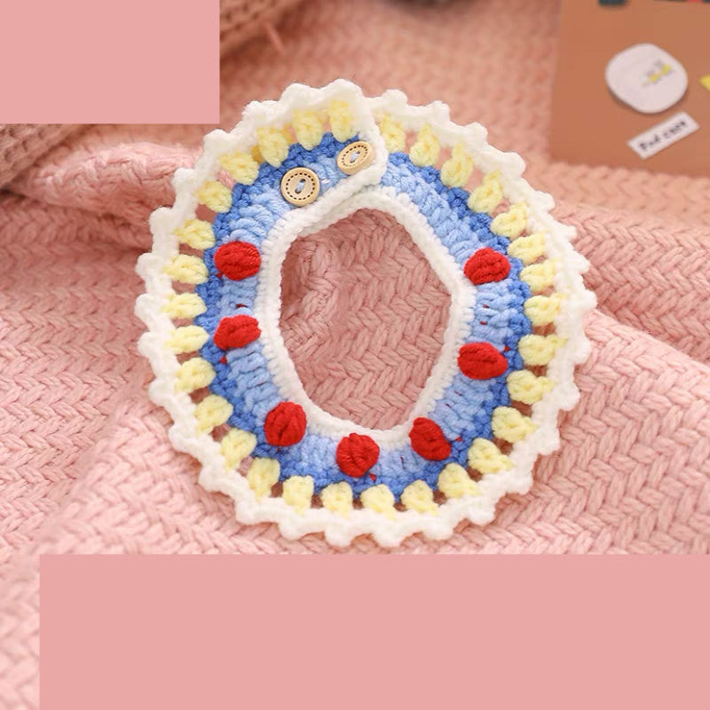 KFX-2699709 Braided Cotton Collar for Cats - Cozy Slobber Scarf with Geometric Pattern, Universal Fit