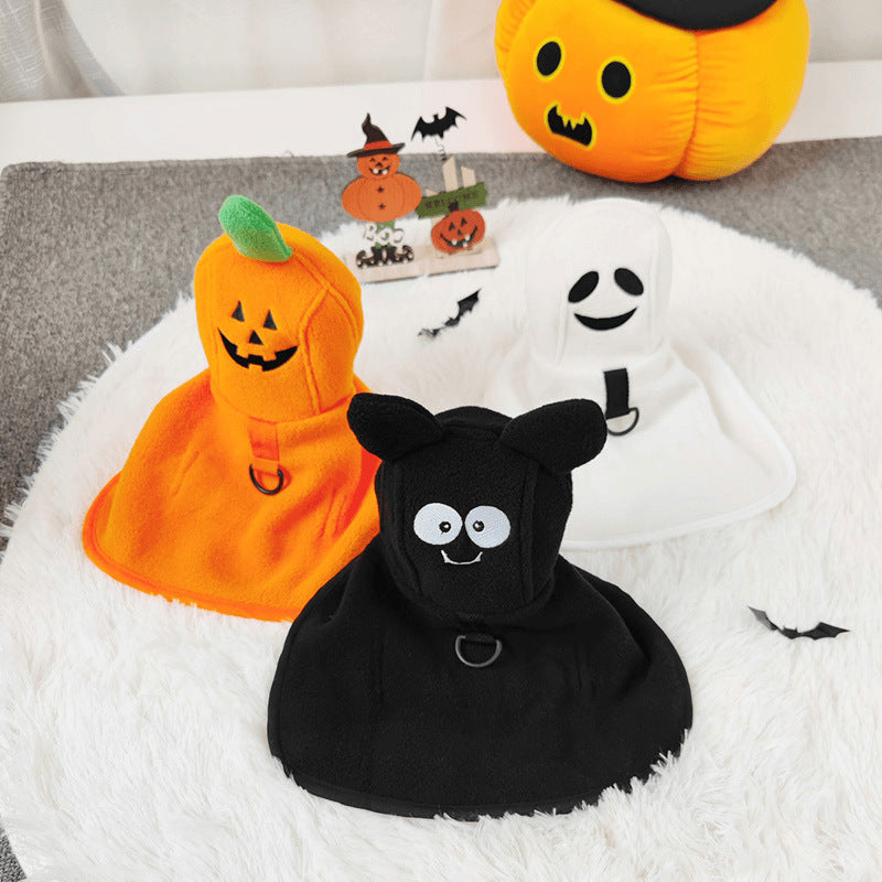 KFX-2703165 Adorable Pet Halloween Cloak for Cats and Dogs - Pumpkin, Ghost, and Bat Designs - Available in Multiple Sizes