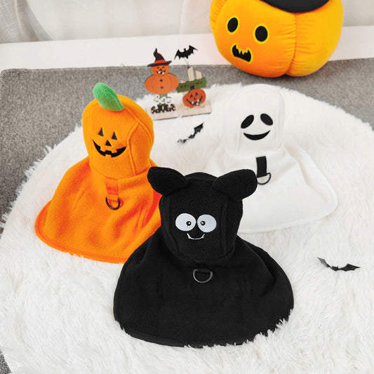 KFX-2703165 Adorable Pet Halloween Cloak for Cats and Dogs - Pumpkin, Ghost, and Bat Designs - Available in Multiple Sizes