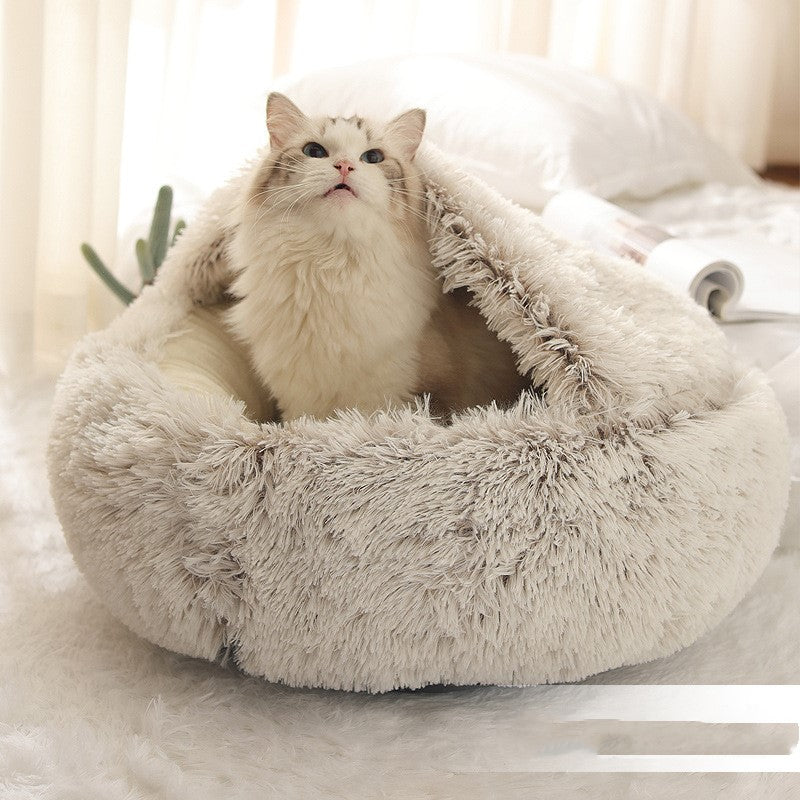KFX-2703549 Cozy Plush Shell Nest for Cats and Dogs - Warm PP Cotton, 50cm Diameter