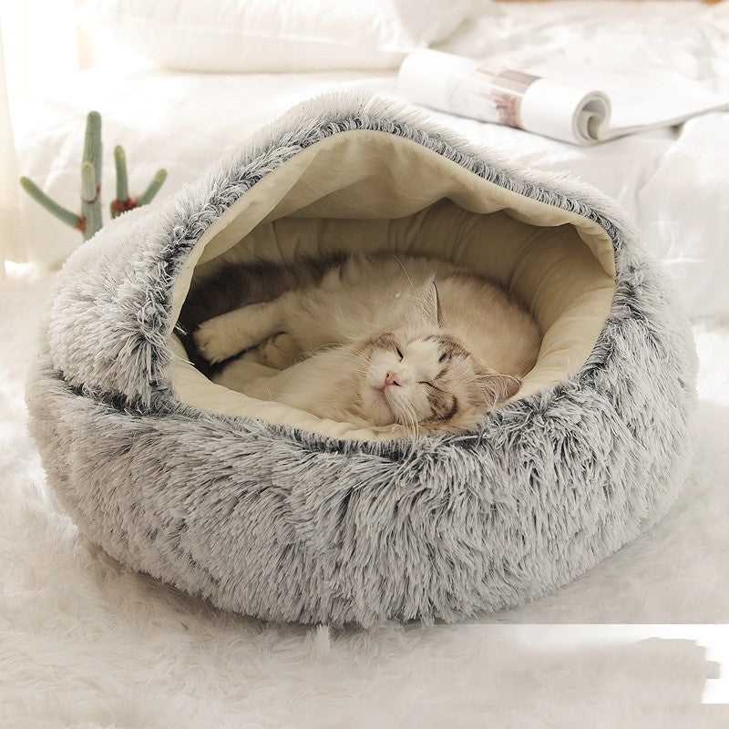 KFX-2703549 Cozy Plush Shell Nest for Cats and Dogs - Warm PP Cotton, 50cm Diameter