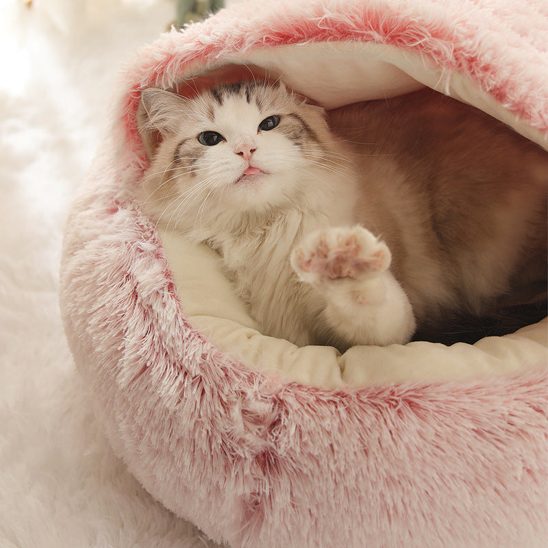 KFX-2703549 Cozy Plush Shell Nest for Cats and Dogs - Warm PP Cotton, 50cm Diameter