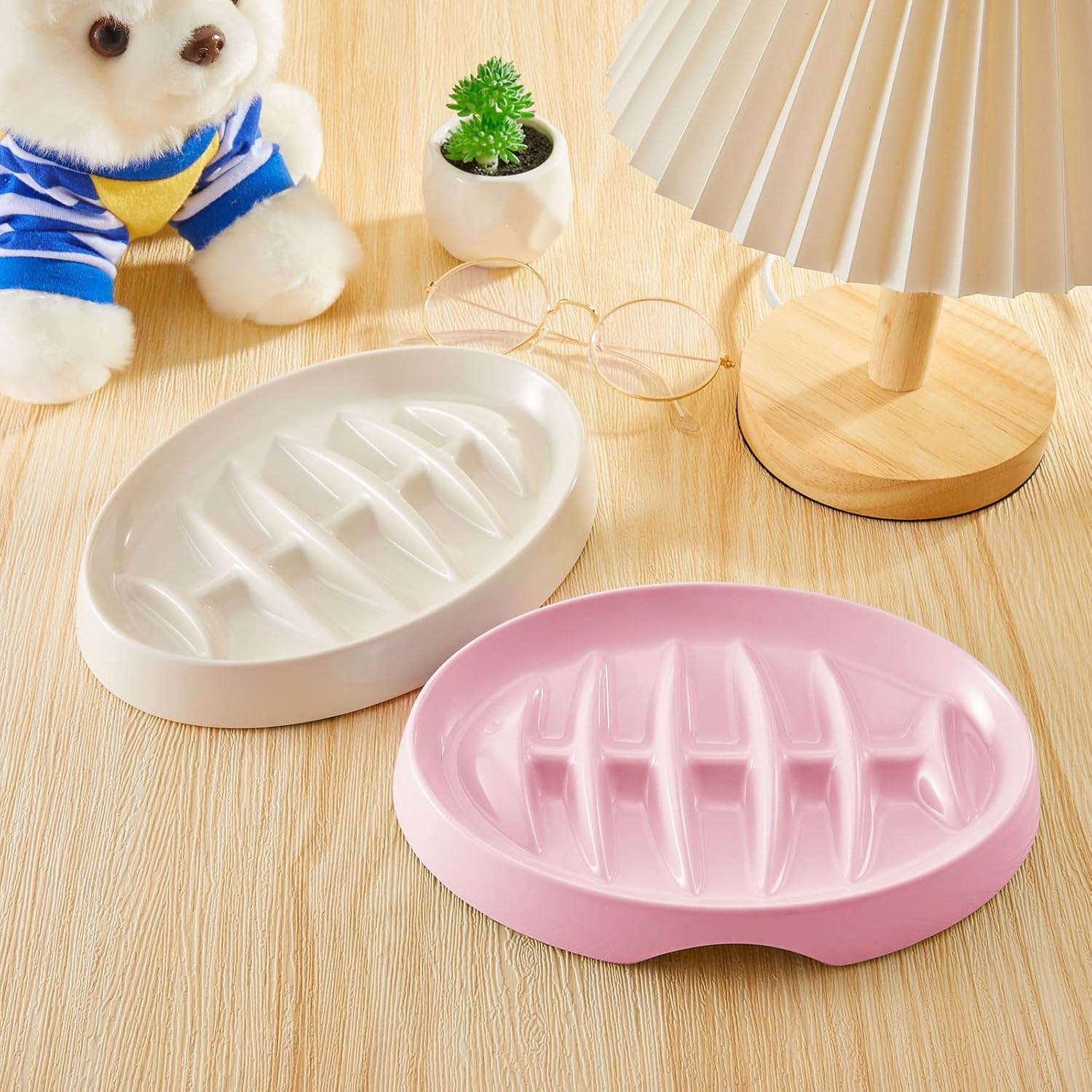 KFX-2703677 Fishbone Slow Feeder Bowl for Cats and Dogs – Anti-Gulping Interactive Pet Dish
