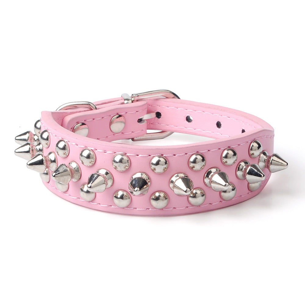 KFX-2705469 Rivet Adjustable PU Pet Collar - Multiple Sizes for Comfort and Fit
