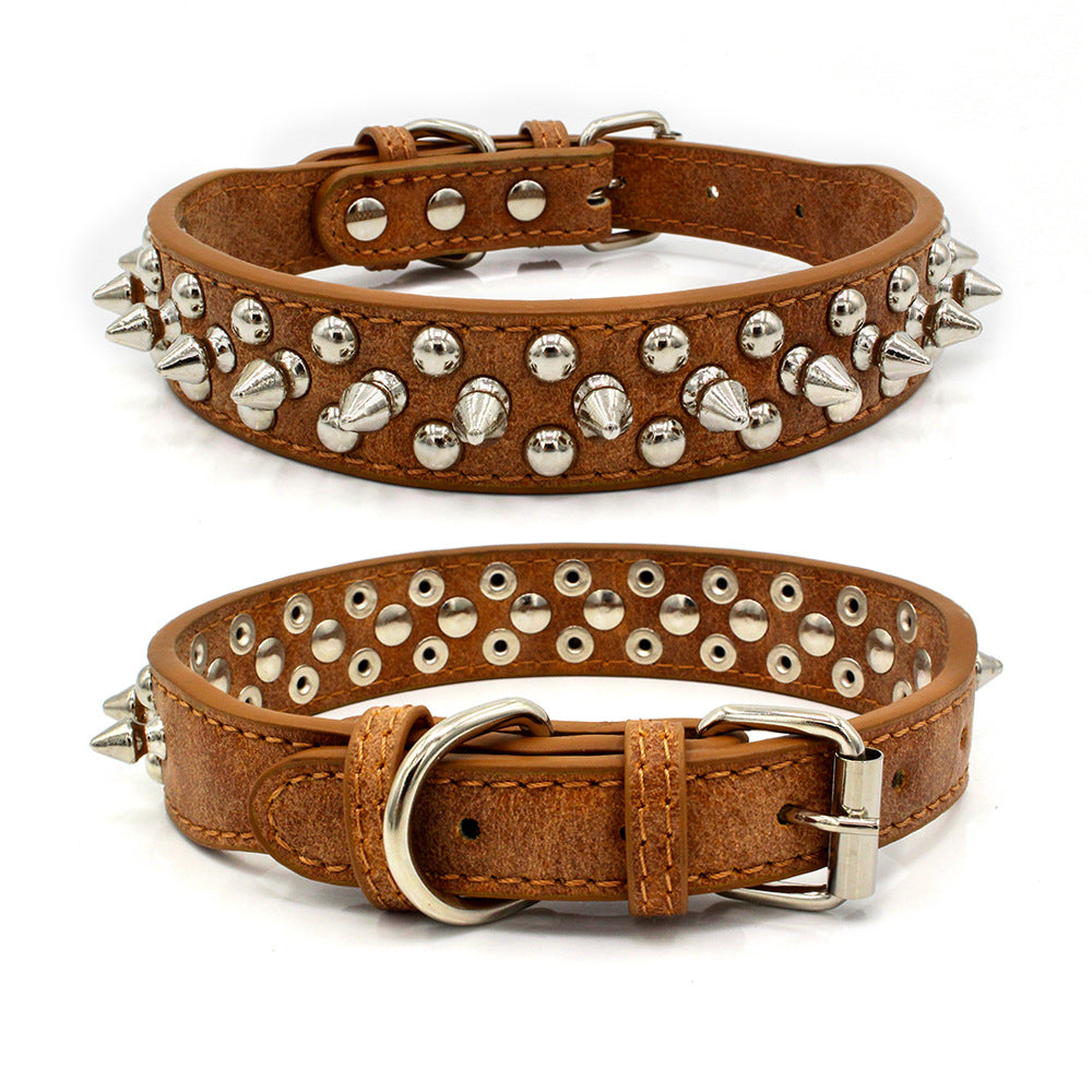 KFX-2705469 Rivet Adjustable PU Pet Collar - Multiple Sizes for Comfort and Fit