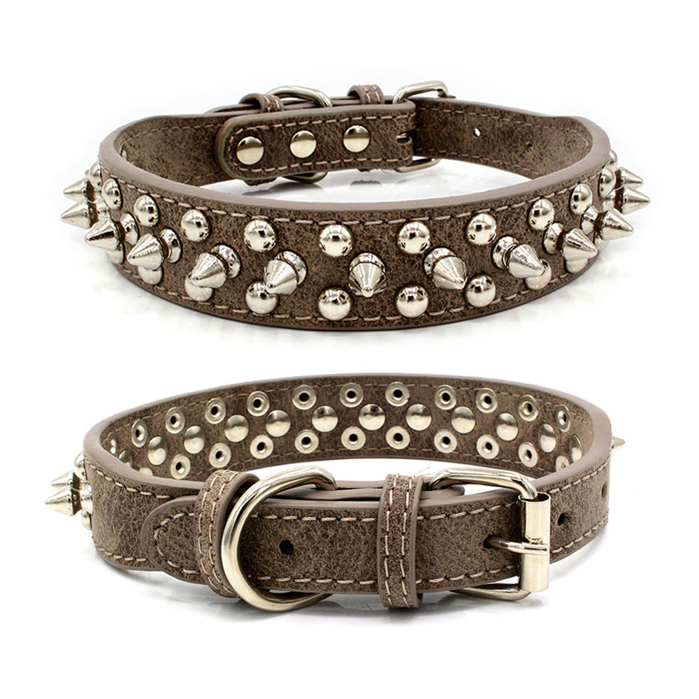 KFX-2705469 Rivet Adjustable PU Pet Collar - Multiple Sizes for Comfort and Fit