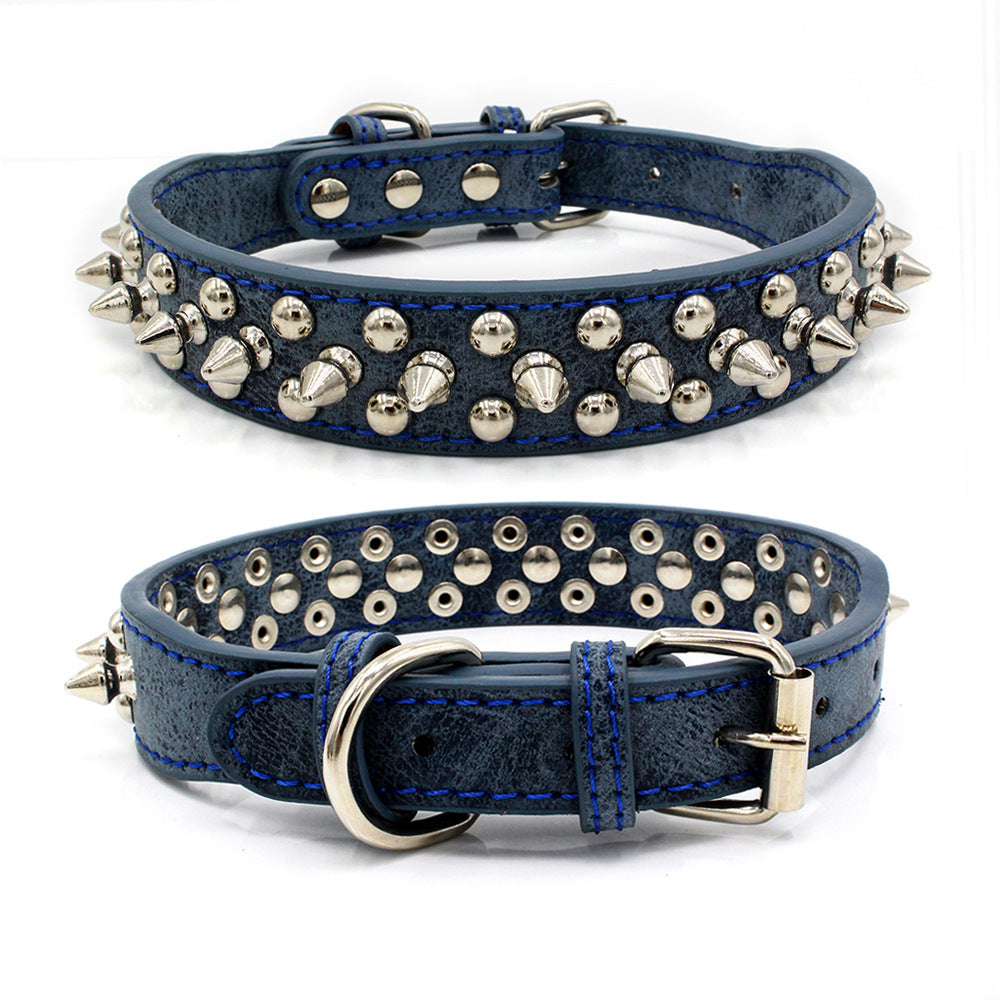 KFX-2705469 Rivet Adjustable PU Pet Collar - Multiple Sizes for Comfort and Fit
